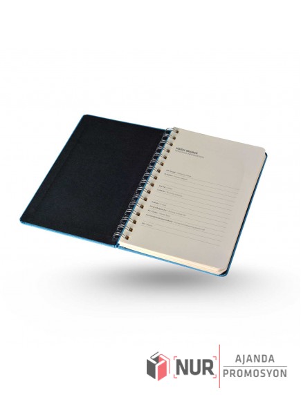 Spiralli Tarihsiz Termo Deri Kapaklı Krem Kağıt 13x21 cm Promosyon Defter